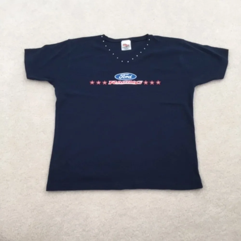 Ford Racing Women’ T-Shirt by Racing Champions Women's with Jeweled V-Neck XL - Picture 2 of 9